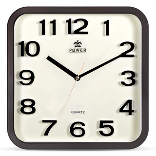 POWER 霸王钟表挂钟客厅创意时钟挂墙 现代简约石英钟表 家用卧室餐厅 方形灰色917D 边长33.5厘米