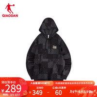 乔丹QIAODAN卫衣男外套新年龙年连帽套头衫长袖上衣LWD13242962A 黑色印花 170/M