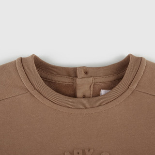 Gap男幼冬2023LOGO立体宽松加绒保暖运动卫衣837023 棕色 110cm(4-5岁) 亚洲尺码
