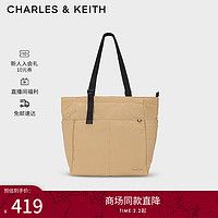 CHARLES&KEITH23冬季男女同款尼龙托特包旅行包大容量CK2-30671590-1 Camel驼色 L