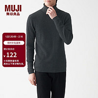 无印良品 MUJI 男式  罗纹 可水洗 高领毛衣 AAC01A1A 长袖针织衫 炭灰色 L