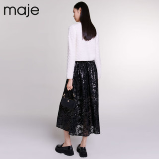 Maje2024早春女装时尚优雅刺绣亮片针织半裙长裙MFPJU01183 黑色 T34