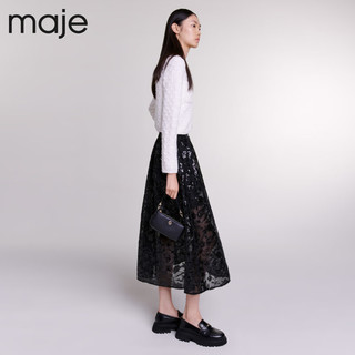Maje2024早春女装时尚优雅刺绣亮片针织半裙长裙MFPJU01183 黑色 T34