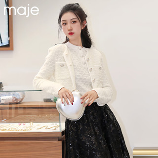 Maje2024早春女装时尚优雅刺绣亮片针织半裙长裙MFPJU01183 黑色 T34
