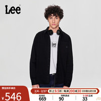 李 Leeee24早春新品标准版刺绣ogo男翻领牛仔衬衫潮MT0081064MS 黑色