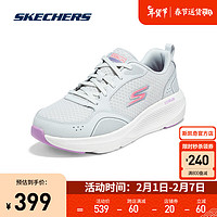 斯凯奇（Skechers）女鞋2024年春季跑步鞋透气回弹有氧慢跑运动鞋 128333 灰色/淡紫色/GYLV 38