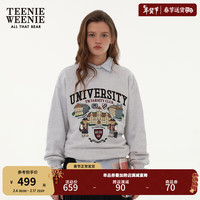 Teenie Weenie小熊2024年磨毛感复古美拉德宽松落肩卫衣美式慵懒风 浅灰色 175/XL
