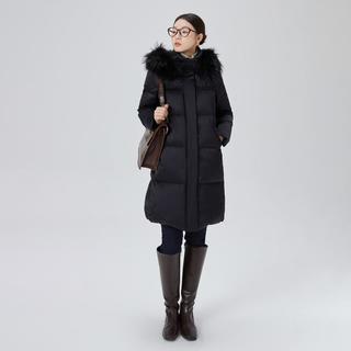 【90鸭绒】23年防风保暖貉子毛领羽绒服女中长款女式外套