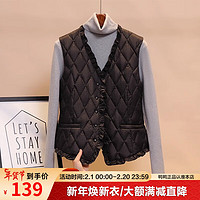 鸭鸭羽绒服鸭鸭(YAYA)轻薄羽绒马甲女短款内搭秋冬小香风保暖背心外穿气质上衣 黑色 XL
