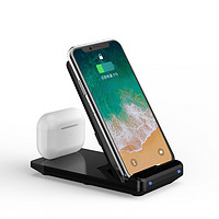 Antey 苹果手机无线充电器多功能iwatch手表耳机iphone12折叠磁吸快充多合一闪立式底座 二合一款无线快充充手机+耳机