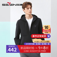 柒牌连帽夹克男士24春季时尚休闲中青年字母印花防风外套潮126JK70510 黑色 L