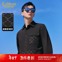 卡宾男装 速干四面弹衬衫2024春宽松上衣LOGO老花发泡印休闲H 煤黑色01 50