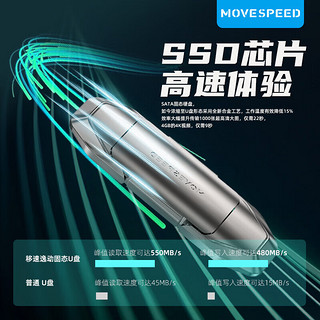 MOVE SPEED 移速 2TB USB3.2 Type-C 双口固态U盘 手机U盘 读速550MB/s 写速450MB/s 稳定不掉速 逸V系列