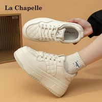 La Chapelle拉夏贝尔女鞋小白鞋女冬季春款女鞋厚底增高休闲鞋百搭运动板鞋子女 白色 35