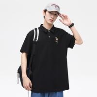 KOJOM POLO衫男夏季舒适韩版华夫格翻领T恤男士运动通勤短袖