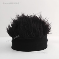 天使丝丝短发帽子一体假发帽子男街头嘻哈帽假发 黑色（假发）黑边 有弹性 成人款55--58cm