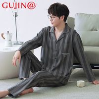古今 GUJIN@男睡衣春秋纯棉长袖长裤薄款两件套可外穿家居服