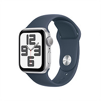 Apple 苹果 Watch SE (GPS) 40 毫米银色铝金属表壳 风暴蓝运动型表带 - M/L