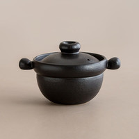 同合日本万古烧砂锅陶瓷煲仔饭炖汤锅家用耐高温明火丸手付土锅 丸手付土锅（黑）