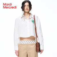 MardiMercredi小雏菊刺绣短款长袖衬衫休闲百搭通勤显瘦上衣女