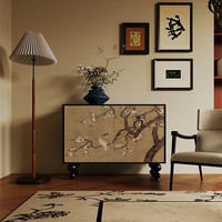 韵祺阁中古风现代实木餐边柜家用酒柜卧室杂物收纳柜法式客厅玄关装饰柜 南美胡桃木 尺寸:长115*宽40*高85cm