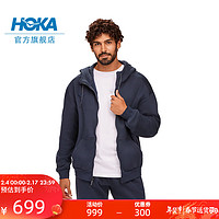 HOKA ONE ONE 男款秋冬全拉链抓绒保暖卫衣Hoka Essential FZ Hoodie 太空蓝 M