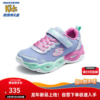 Skechers斯凯奇儿童鞋春秋女童休闲闪灯鞋时尚运动鞋303717L 紫色/薄荷绿/PWMT 35