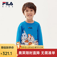 FILA 斐乐 童装儿童套头毛衣冬季潮男小童套头卡通可爱毛衫 湖蓝色-LB 105