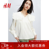 H&M2024春季女士娃娃领上衣1227610 奶油色 155/80A XS
