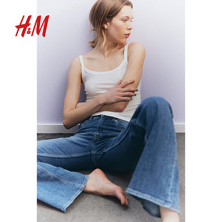 H&M女装牛仔裤2024春季微弹舒适喇叭牛仔长裤5袋式1109636 牛仔蓝 155/60A