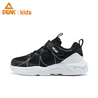 匹克童鞋儿童休闲跑步鞋网面运动鞋魔术贴舒适脚感鞋 黑色 33