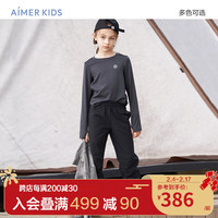 爱慕儿童（AIMER KIDS）中性加厚自在裤男女童宝宝儿童裤子外穿长裤百搭裤中大童 黑色 110