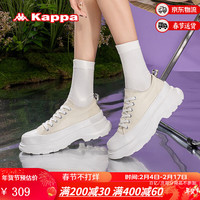 KAPPA卡帕女鞋厚底帆布鞋子女2024春季百搭板鞋轻便运动休闲鞋 鹭羽白 37