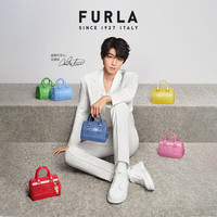 FURLA CANDY女士迷你波士顿包 深蓝色-海报款