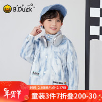 B.Duck小黄鸭童装男童牛仔外套春秋儿童纯棉帅气连帽休闲上衣 浅蓝 150cm