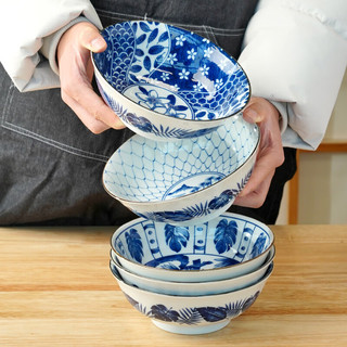 美浓烧（Mino Yaki）日本复古2023古染蓝绘·好时光系列面碗汤碗饭碗餐具日式 渔歌子面碗