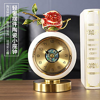 汉时（Hense）轻奢欧式座钟家用客厅时钟时尚复古钟表创意台式陶瓷小座钟HD6012 石榴（白色陶瓷）