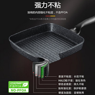 福腾宝（WMF）福腾宝星辰牛排煎锅麦饭石色平底锅不粘锅家用烙饼 星辰条纹牛排煎锅+牛排刀叉12件B