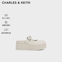 CHARLES&KEITH24春季外穿方头厚底包头穆勒鞋女CK1-80580141 粉白色Chalk 37