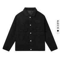 gxgjeans冬季灯芯绒休闲黑色翻领夹克外套男式夹克男