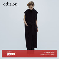 edition【P系列】2024春羊毛羊绒双面呢长款马甲外套配腰带 黑色 XS/155