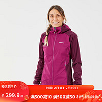 DECATHLON 迪卡侬 软壳衣男户外秋冬登山防风夹克防泼水保暖软壳外套女OVC2 女士酒红色 L