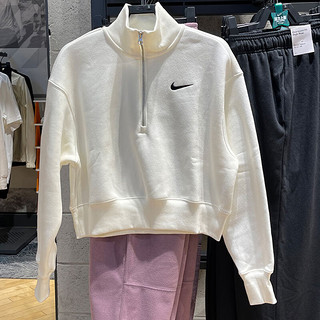 耐克（NIKE）卫衣女装春季休闲运动服立领防风外套时尚半拉链短款套头衫 DQ5768-133加绒保暖 M