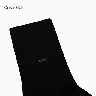 Calvin Klein Jeans24春夏男士两双装简约字母提花休闲中筒袜子LS000352 006-太空黑/字母黑 OS
