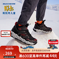 Skechers斯凯奇童鞋秋冬儿童棉鞋男童棉靴防溅水童靴保暖中帮靴子406422L BKRD黑色/红色 35