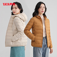 YAYA 鸭鸭羽绒服 女冬季轻薄短款轻型保暖连帽时尚休闲外套