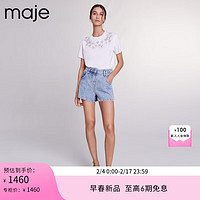 Maje2024早春女装时尚饰钻白色短袖针织T恤衫上衣MFPTS00812 白色 T2