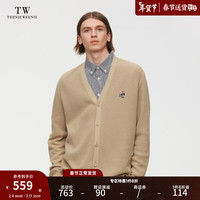 Teenie Weenie Men小熊男装毛针织开衫男2024春季毛衣上衣休闲外套 卡其色 185/2XL