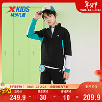 特步（XTEP）儿童童装男女童两件套百搭运动长袖针织套装 正黑色 150cm