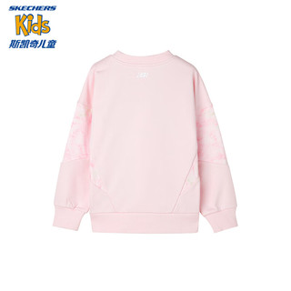 Skechers斯凯奇女童针织圆领卫衣春秋季拼接圆领保暖上衣P124G024 害羞粉/005N 160cm